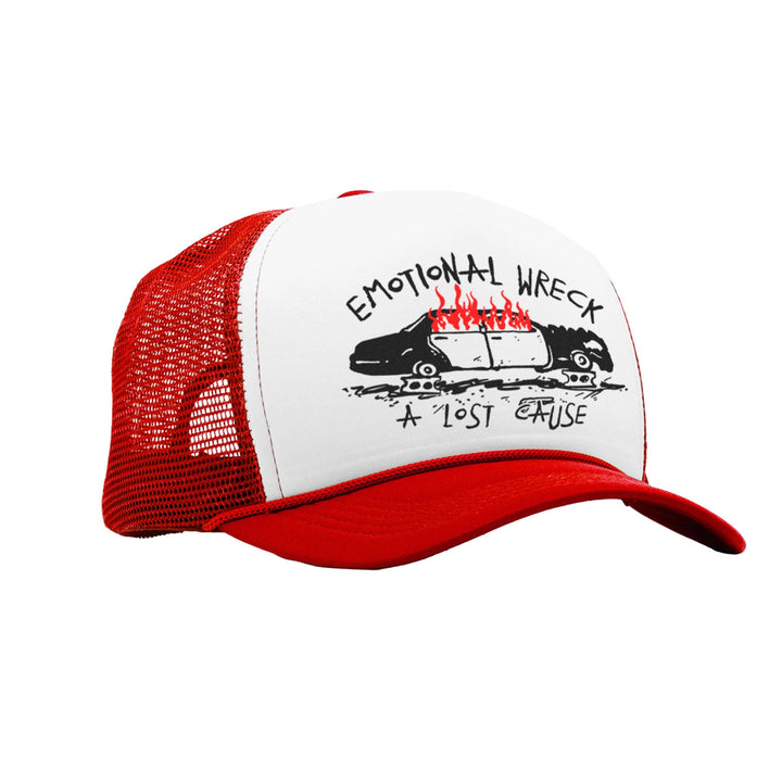 A Lost Cause Emotional Wreck Trucker Cap Red / White