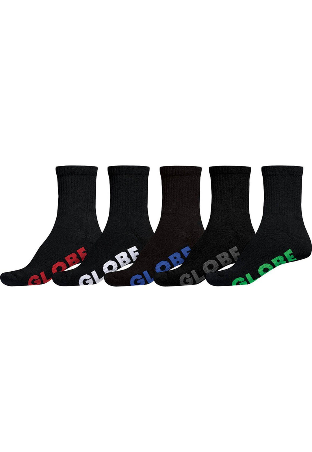 Globe Stealth Crew Socks 5 Pack Black