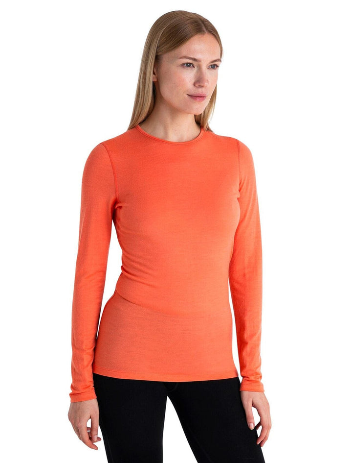 Icebreaker Womens 200 Oasis Long Sleeve Crewe Tang XS