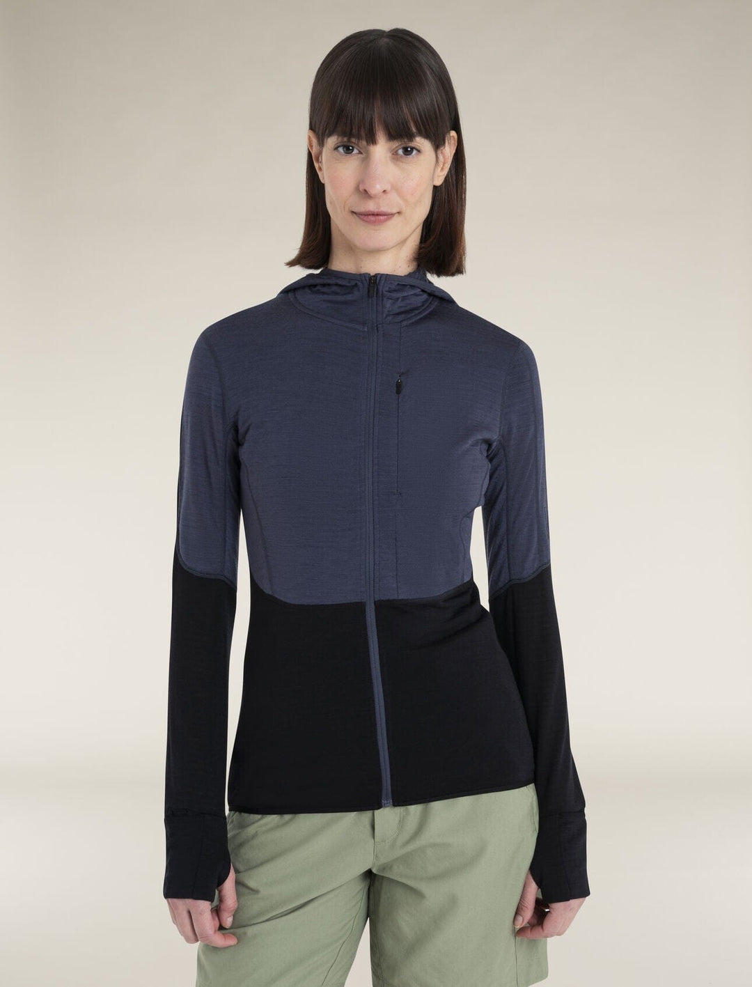 Icebreaker Womens Merino Blend 200 Realfleece Descender Long Sleeve Zip Hoodie