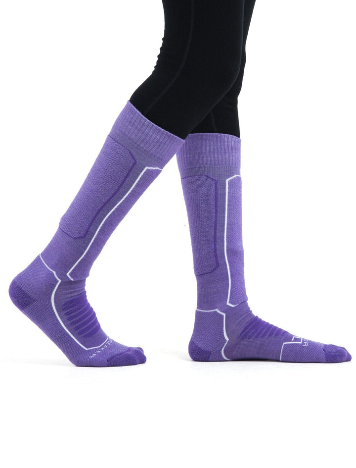 Icebreaker Womens Ski+ Medium Over The Calf Socks Magic / Snow / Purple Gaze S