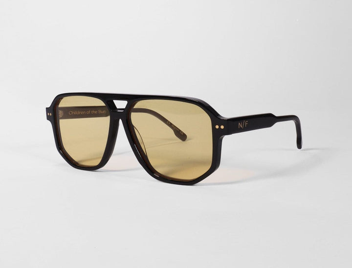 Neufound McQueen Sunglasses Polished Black / Amber