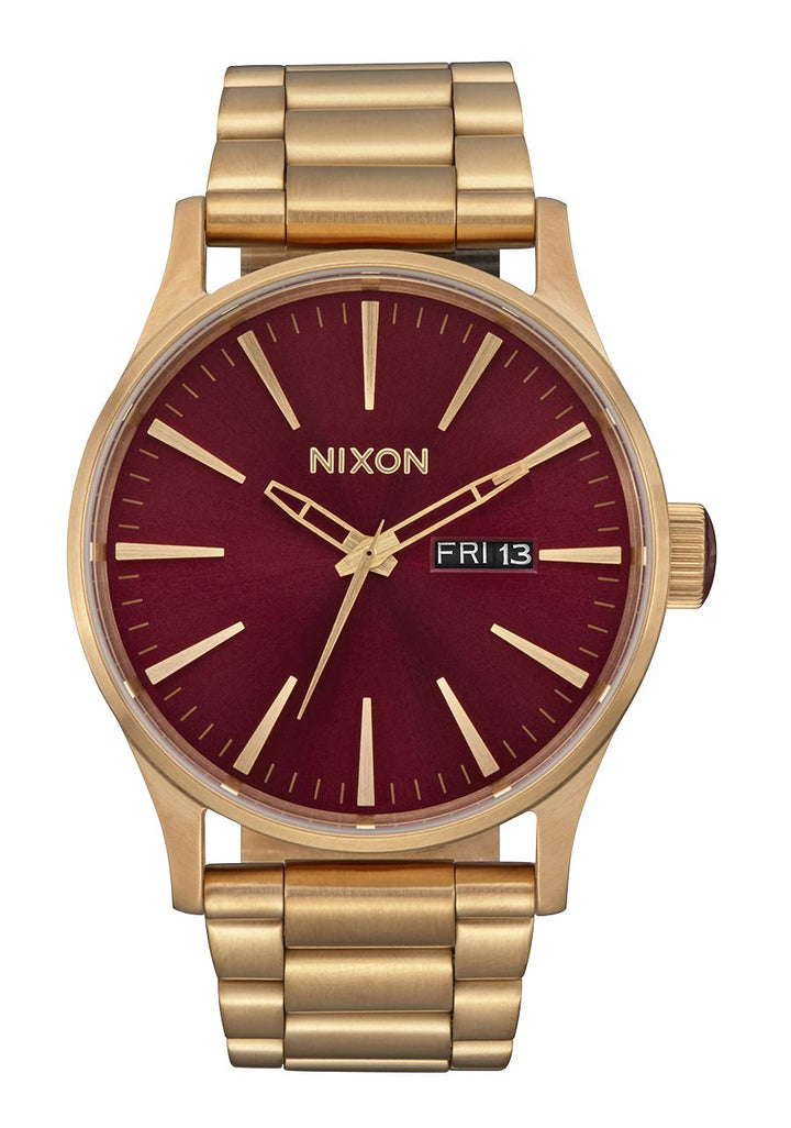 Nixon Sentry Stainless Steel Watch Oxblood Sunray / Gold