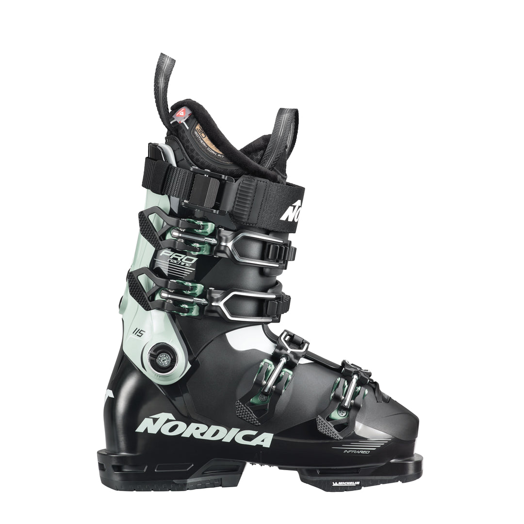 Nordica Pro Machine 115W GW Womens Ski Boots 2025 Black / Green / White 23.5