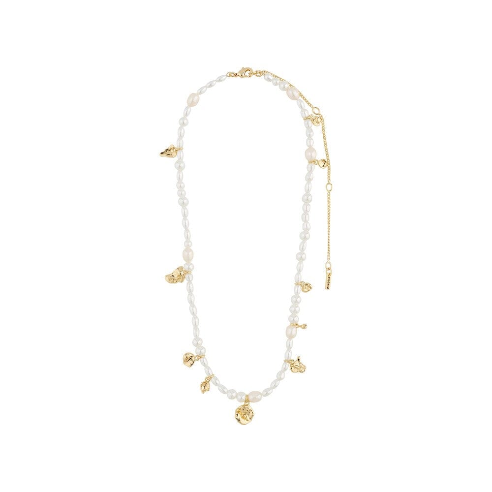 Pilgrim Intent Pearl Necklace Gold Plated - White