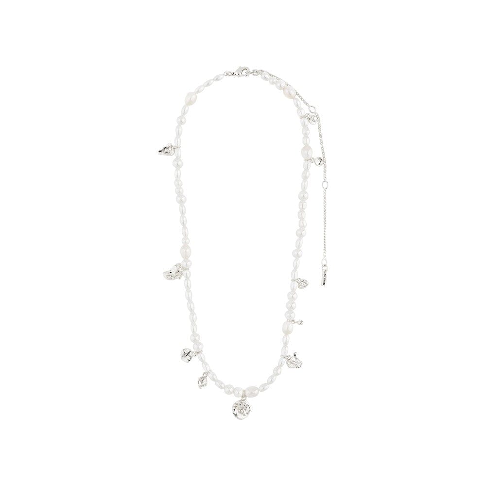 Pilgrim Intent Pearl Necklace Silver Plated - White