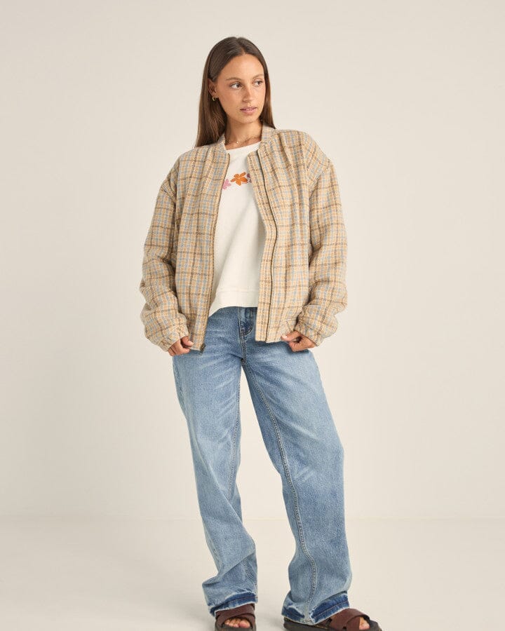 Rhythm Luca Oversized Check Bomber Jacket
