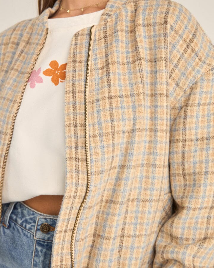 Rhythm Luca Oversized Check Bomber Jacket
