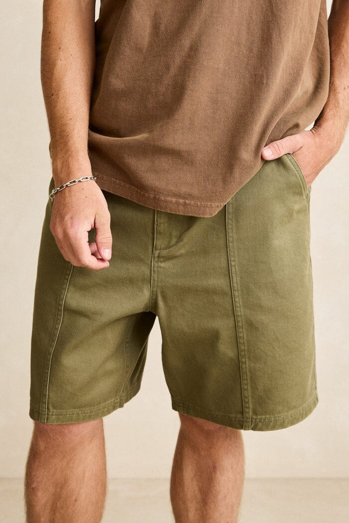 Rhythm Toby Denim Shorts Washed Olive 28