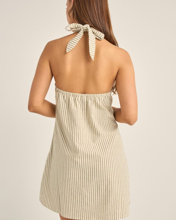 Rhythm Valley Stripe Halter Mini Dress