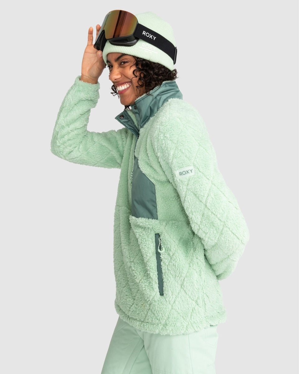 Roxy Alabama WarmFlight Sherpa Pullover, X-Small, Cameo Green at