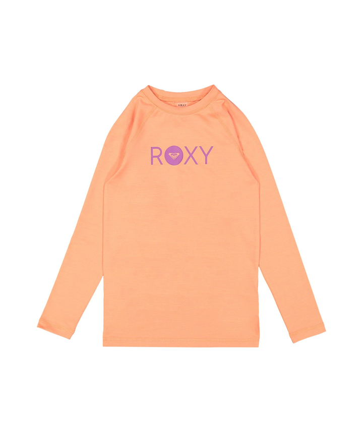 Orange long-sleeve shirt with 'Roxy' logo on a white background