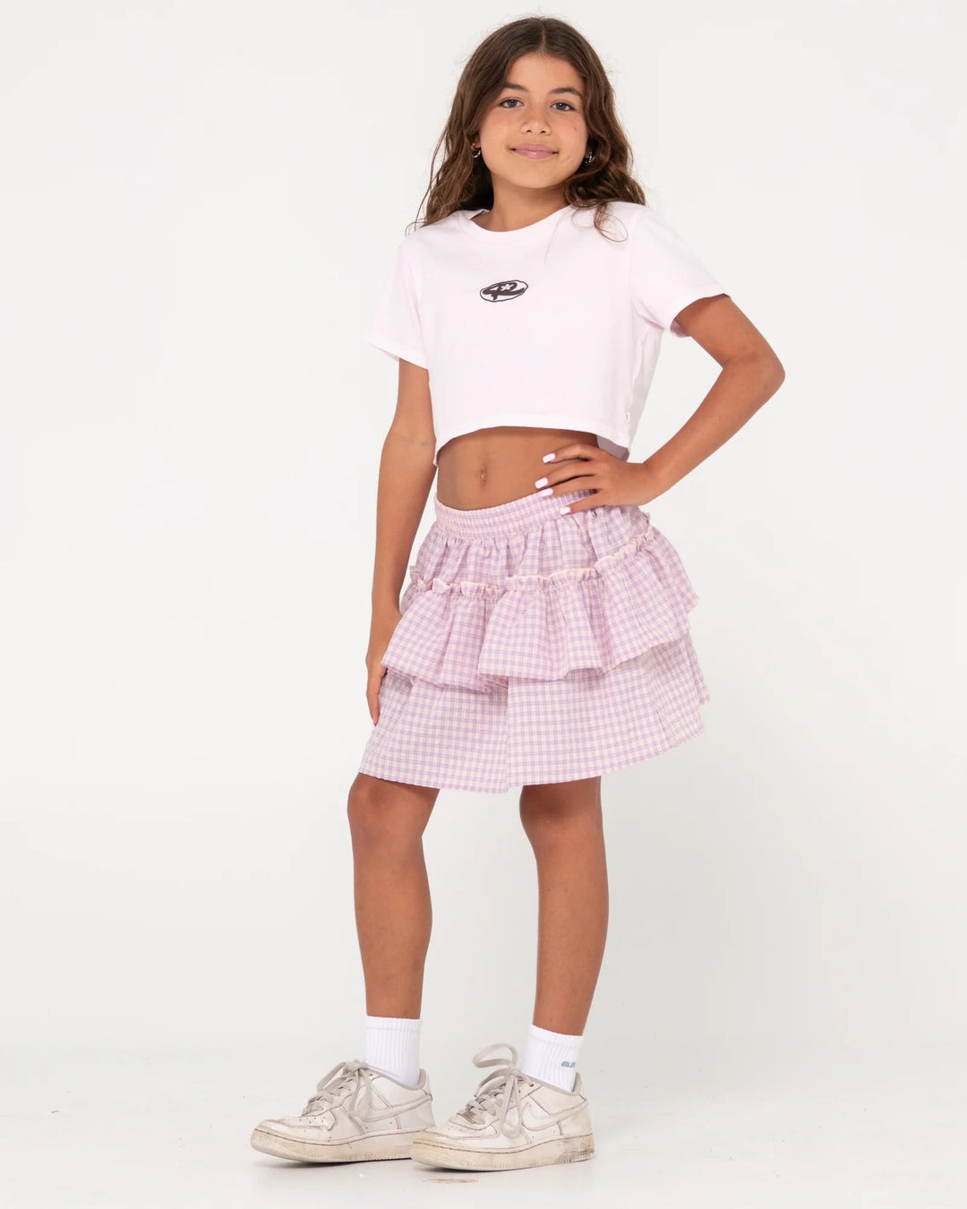 Rusty Checked Out Youth Mini Skirt