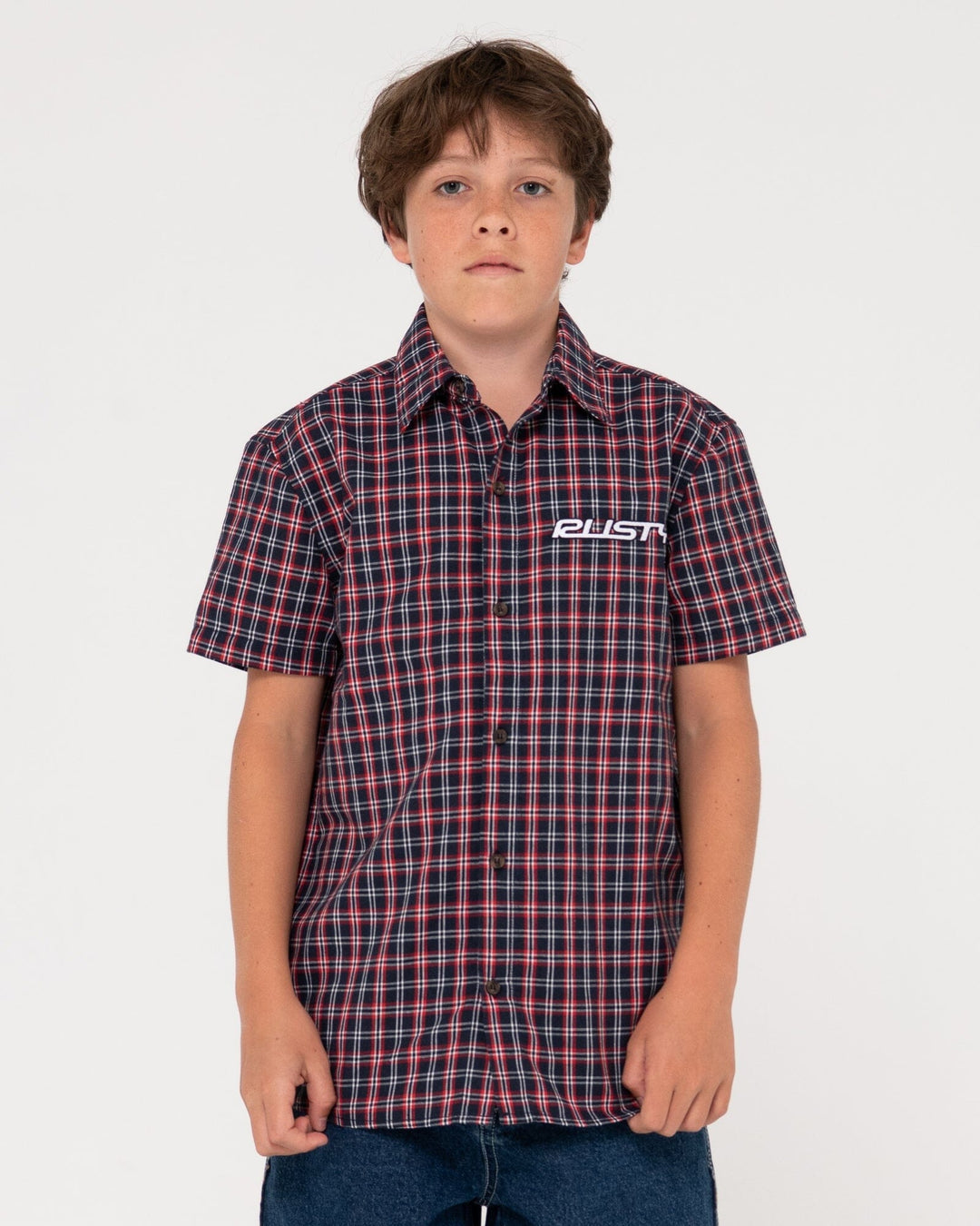 Rusty Datsun 2k Check Button Up Youth Shirt