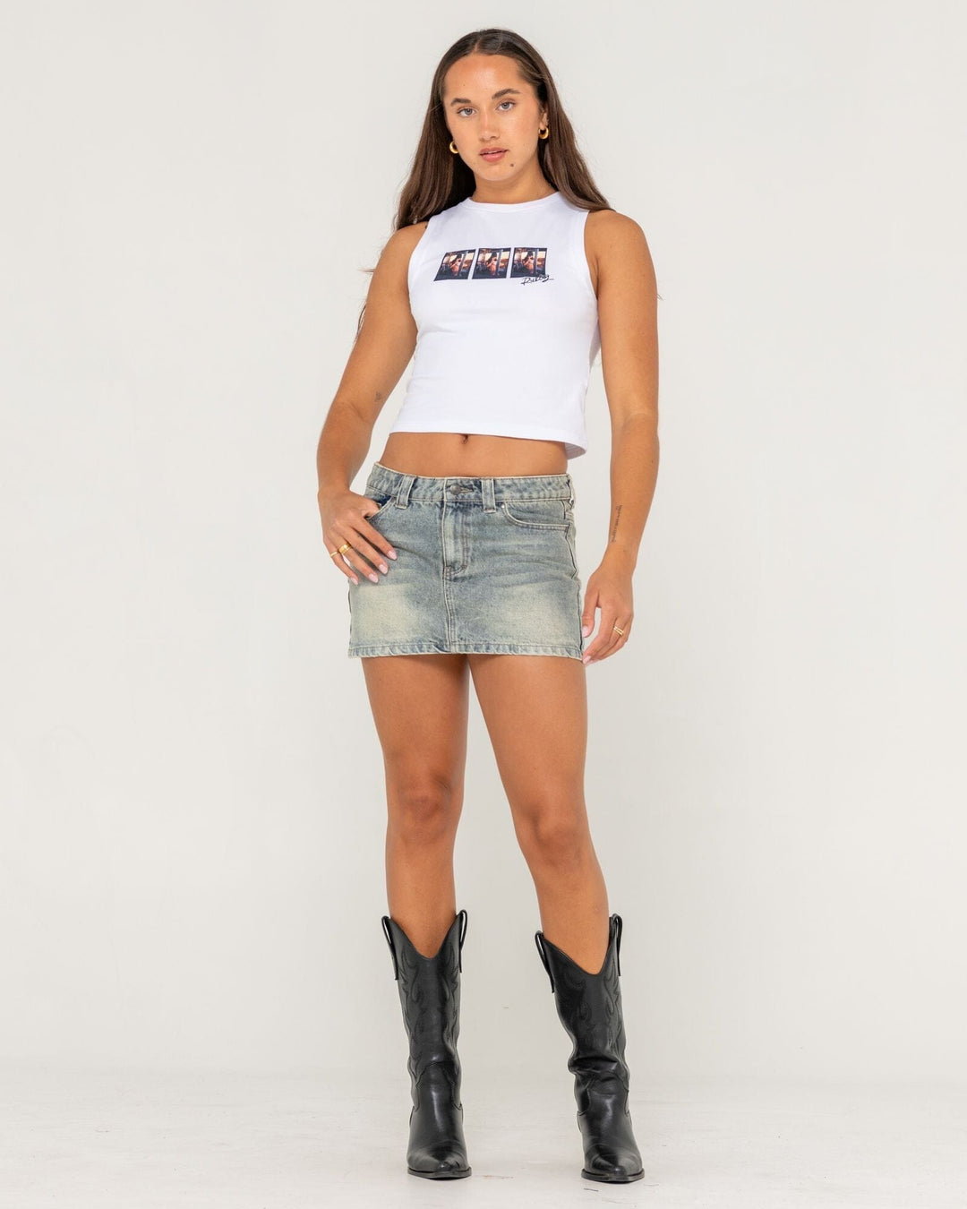 Rusty Dirty Mavericks Denim Mini Skirt