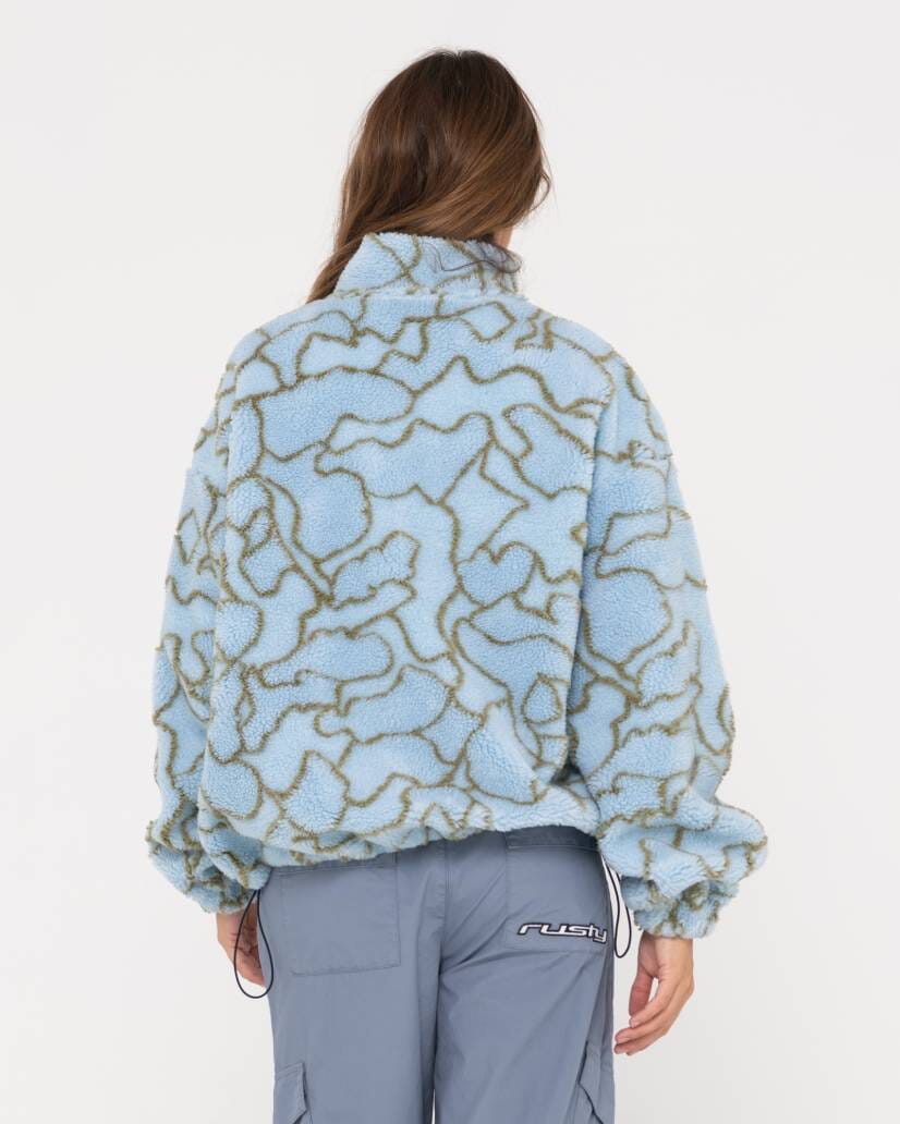 Rusty Low Tides Zip Through Sherpa Fleece