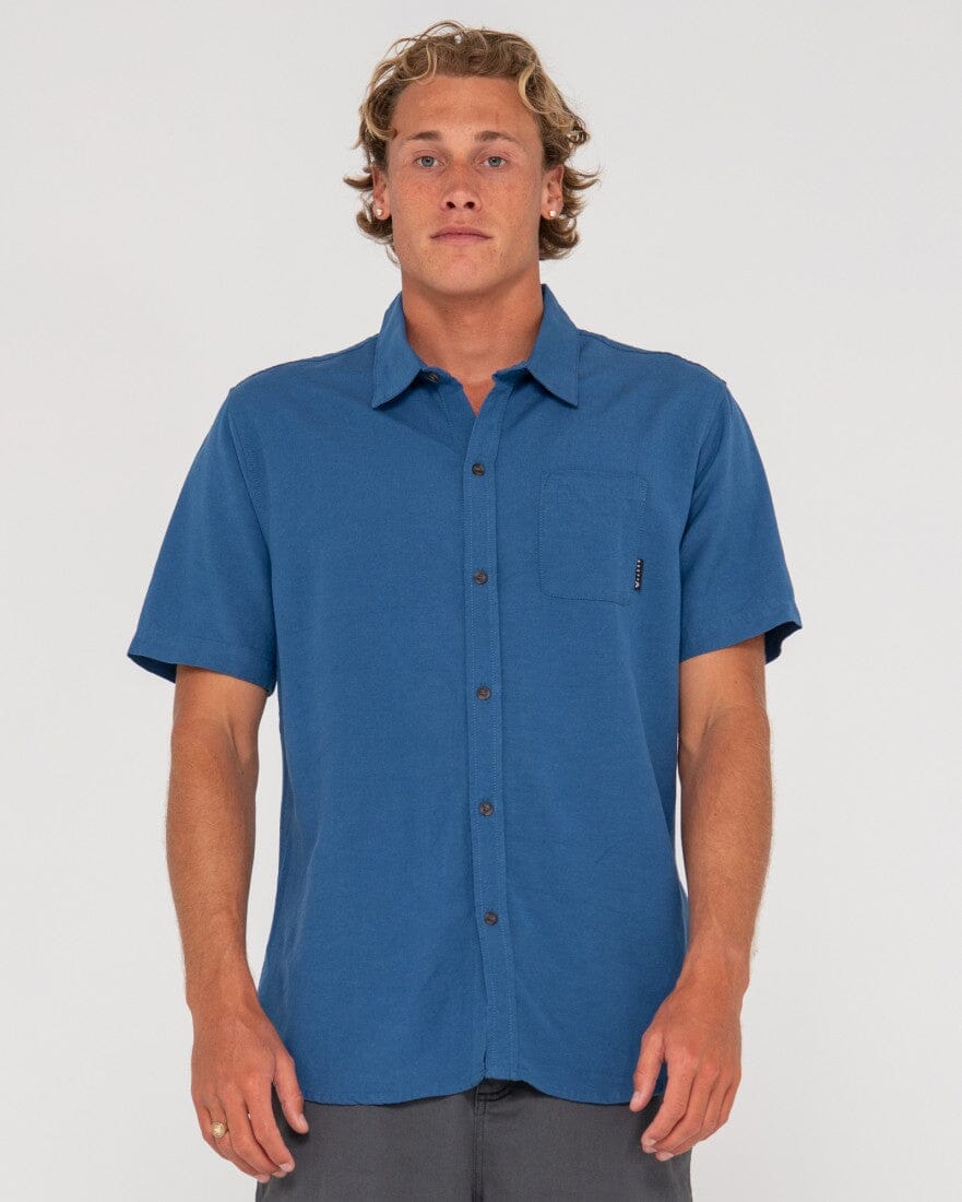 Rusty Overtone Linen Shirt Bright Cobalt L
