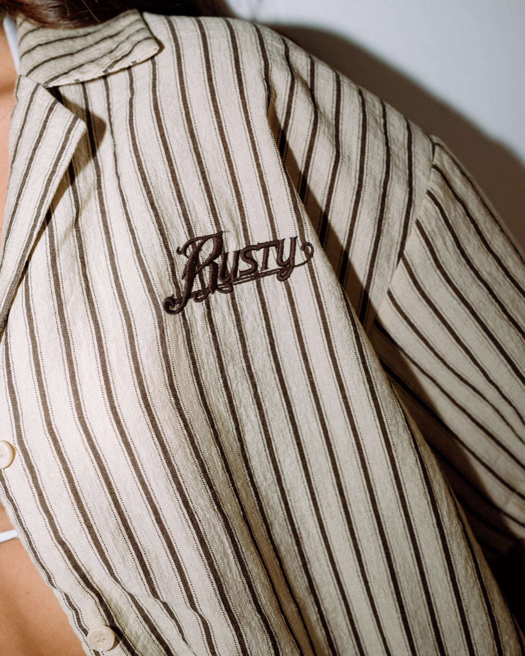 Rusty Sandy Stripe Boxy Shirt