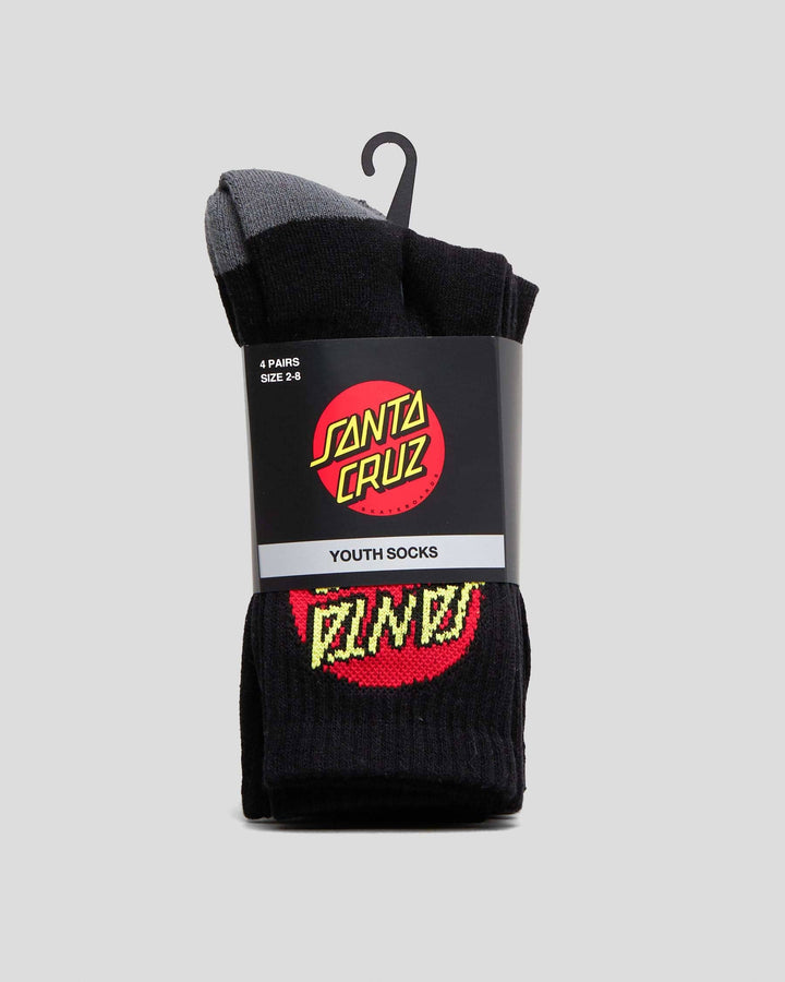 Santa Cruz Classic Dot Youth Crew 4-Pack Socks
