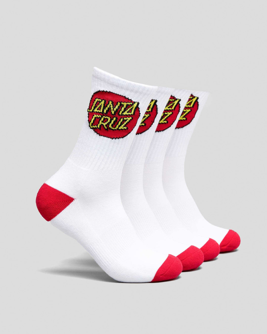 Santa Cruz Classic Dot Youth Crew 4-Pack Socks White