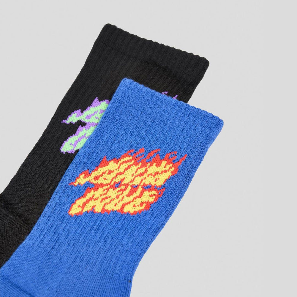 Santa Cruz Flaming Stack Crew Socks 2-Pack