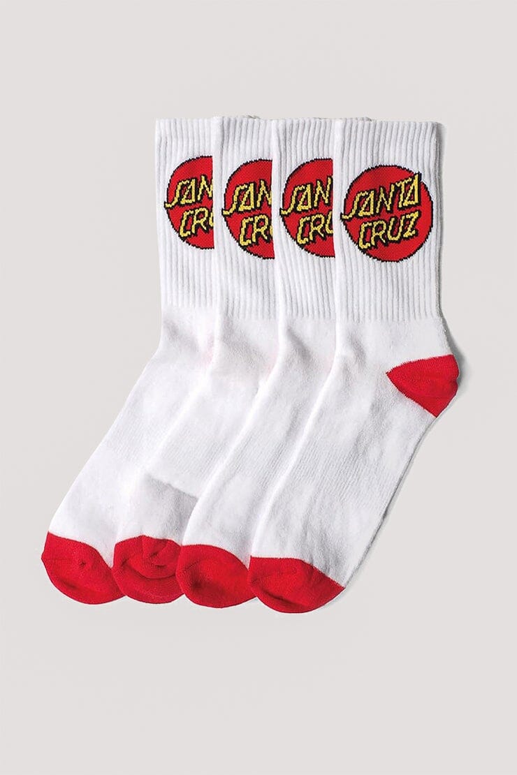 Santa Cruz Youth Socks 4-Pack White/Red 45140