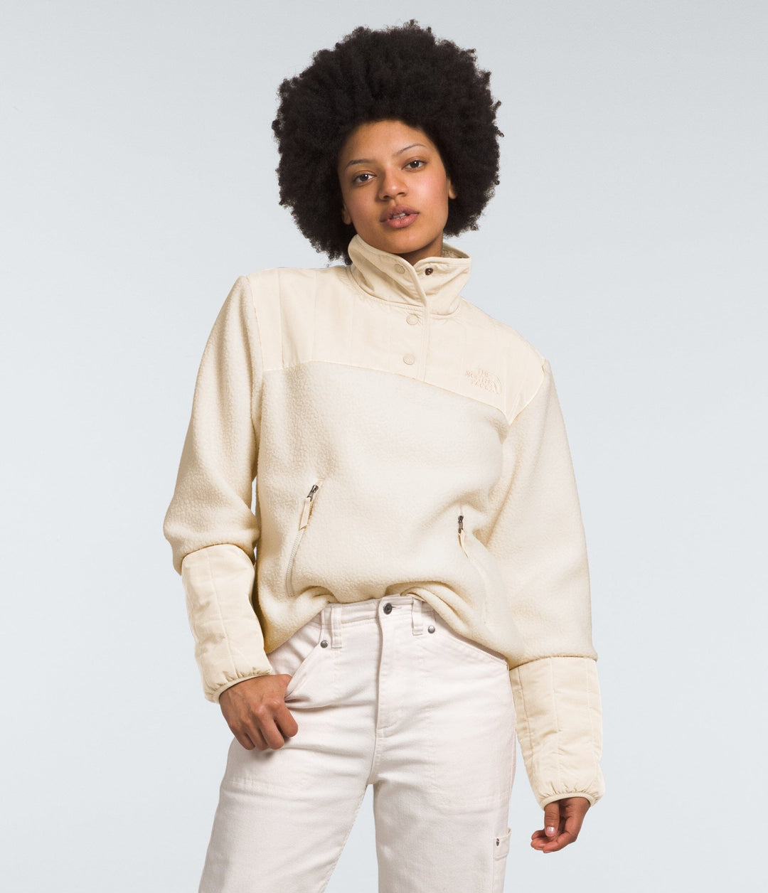 The North Face Womens Cragmont Fleece ¼ Snap White Dune M