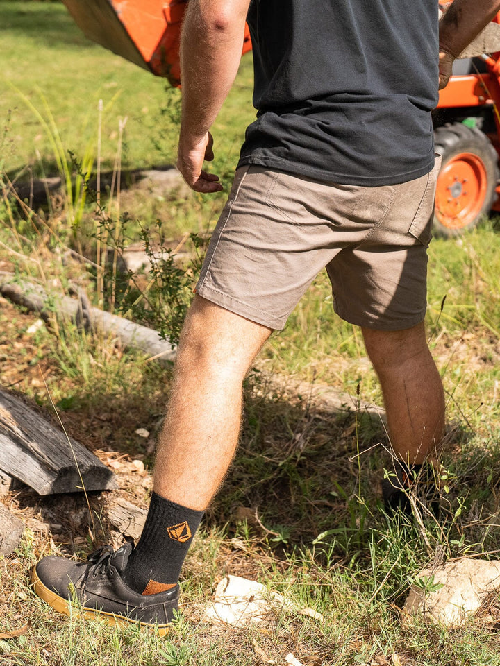 Volcom Workwear Caliper Elastic Waist Shorts Brindle S