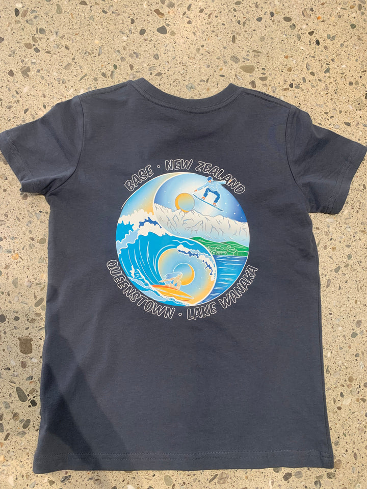 BaseNZ Yinyang Youth Tee Petrol Blue 8Y