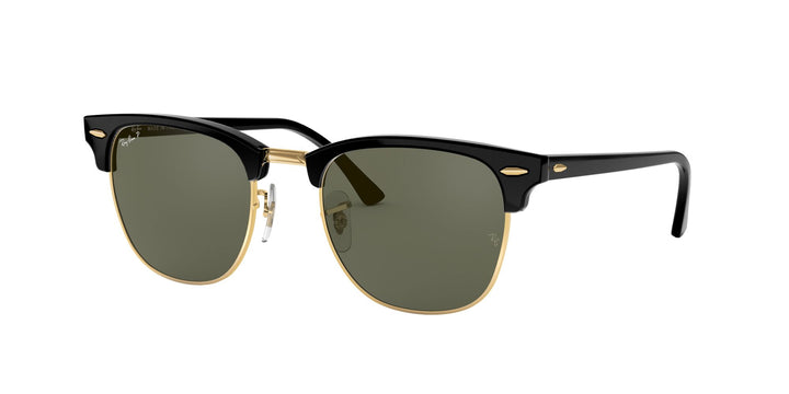 Ray-Ban Clubmaster Polarised Sunglasses Black / G15 Green - Large
