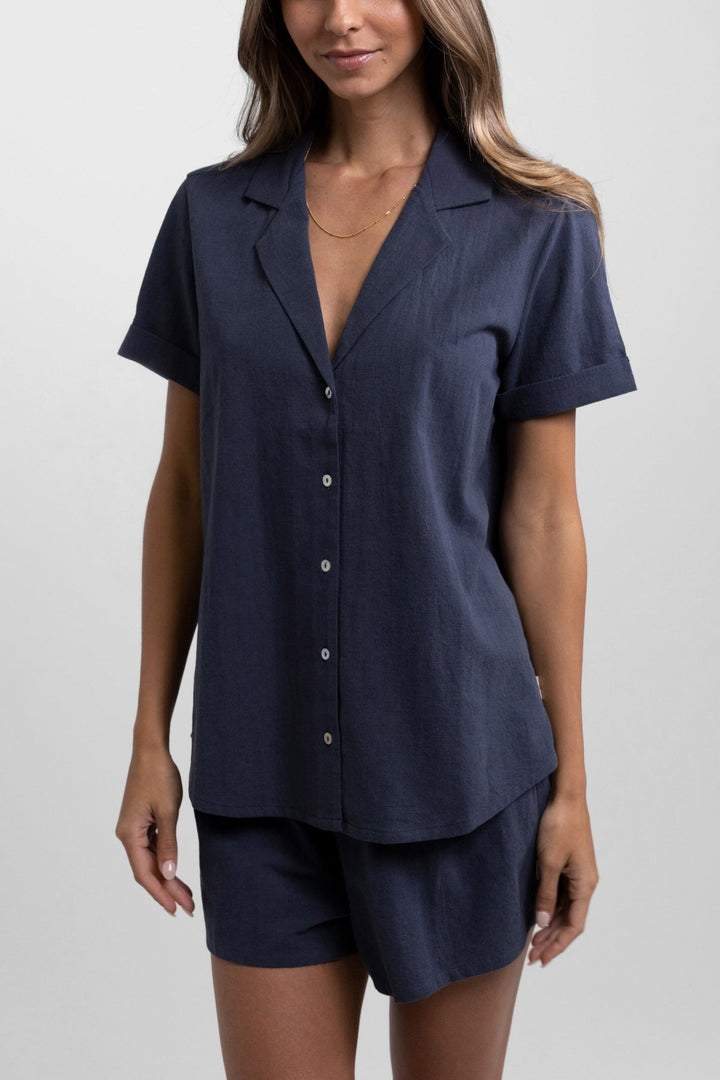 Rhythm Classic Short Sleeve Shirt Navy 10