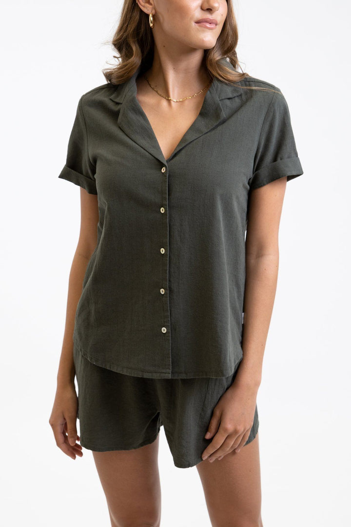 Rhythm Classic Short Sleeve Shirt Olive