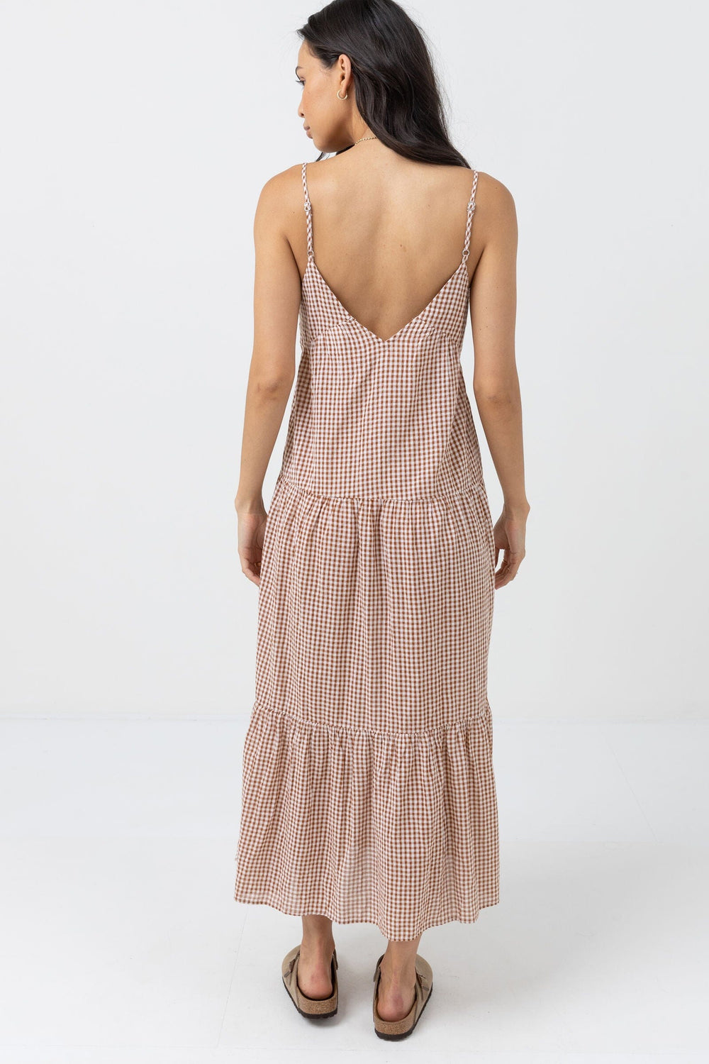 Rhythm Lola Check Tiered Midi Dress