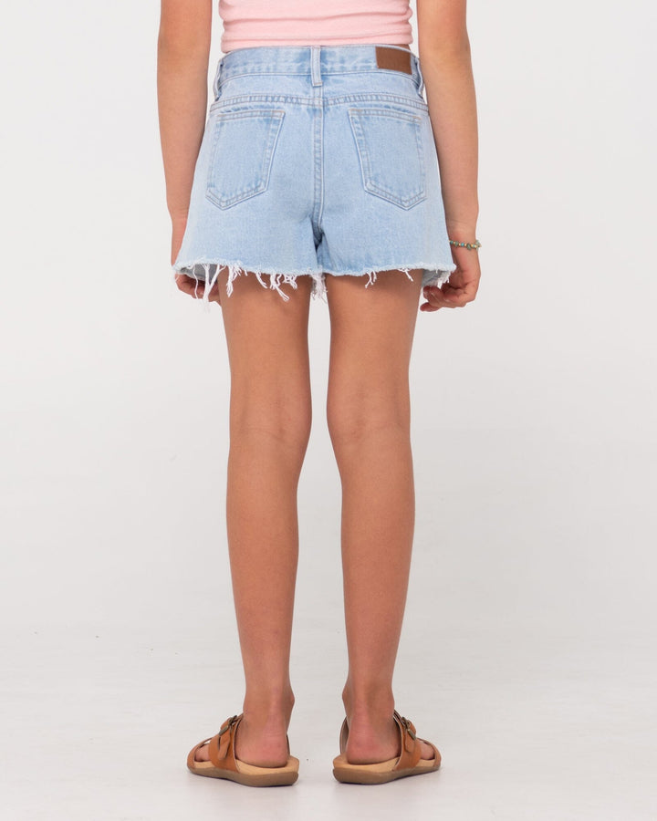 Rusty Penny Kick Flare Youth Denim Shorts