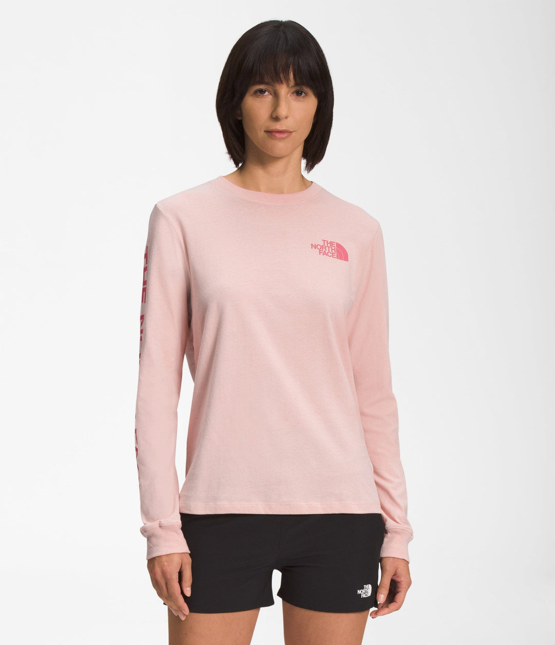 The North Face Sleeve Hit Graphic Womens Long Sleeve T-Shirt Pink Moss S