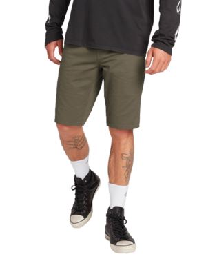 VOLCOM SOLVER LITE 5 POCKET SHORT ARMY GREEN COMBO 38