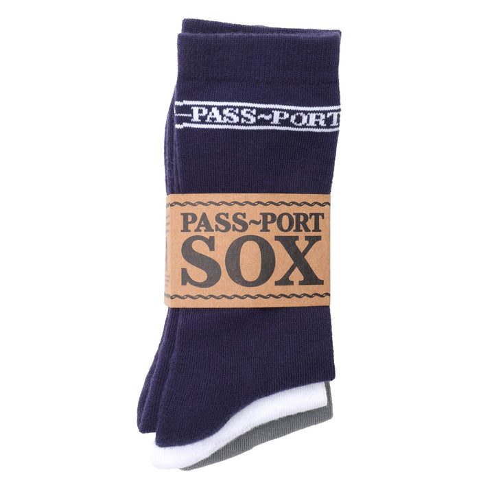 Passport Hi Sox 3-Pack Socks - Navy / White / Grey