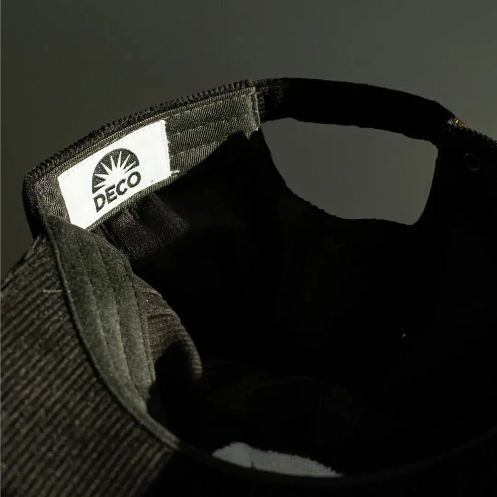 Deco Sunburst Corduroy 6 Panel Cap - Black
