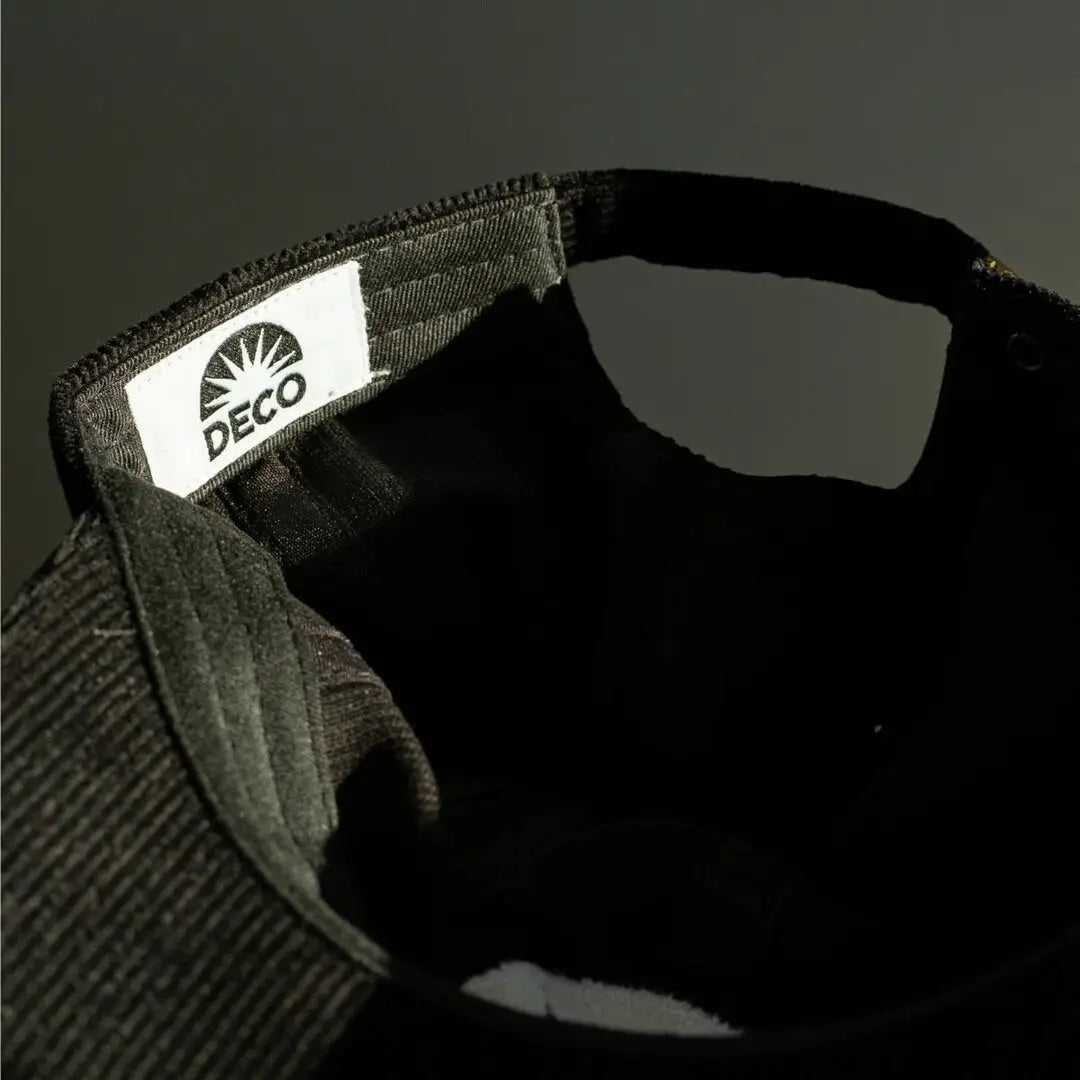 Deco Sunburst Corduroy 6 Panel Cap - Black