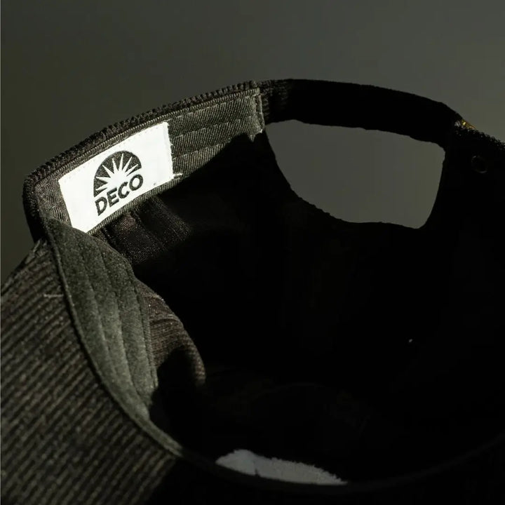 Deco Sunburst Corduroy 6 Panel Cap - Black