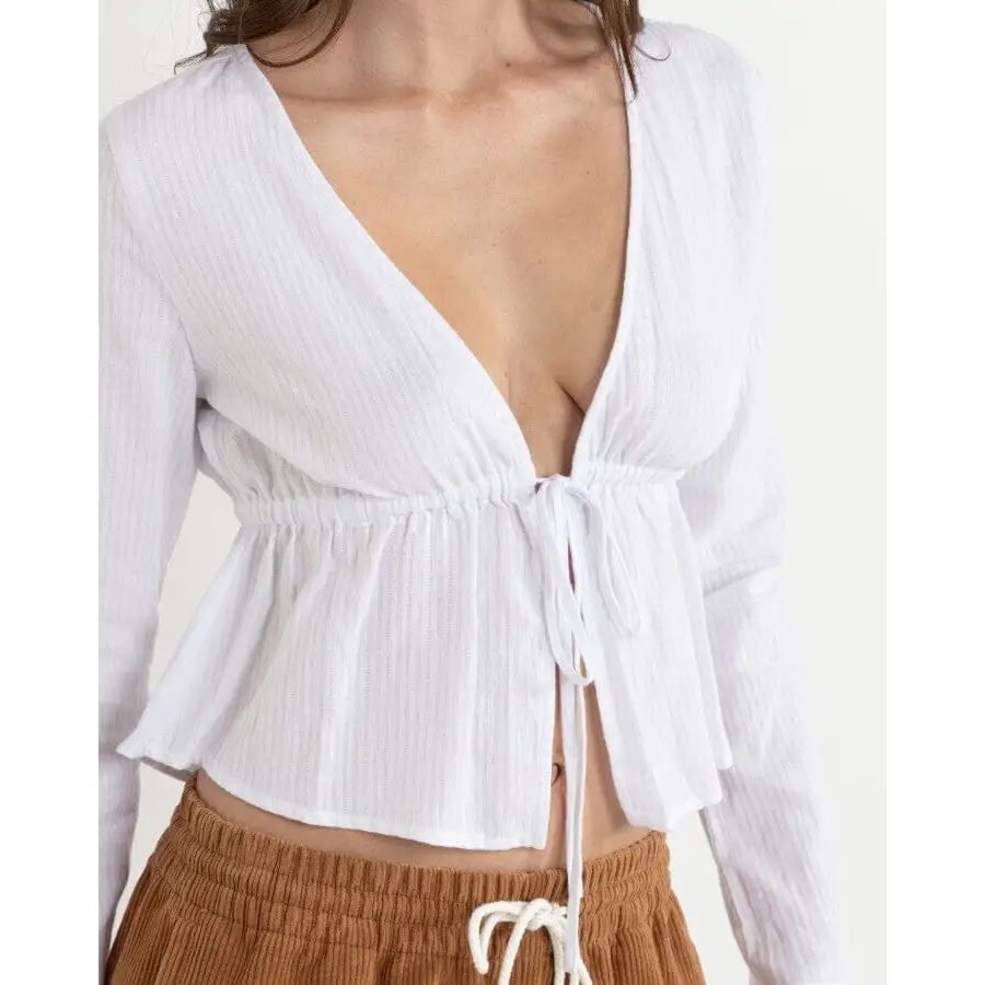 Rhythm Belle Tie Front Long Sleeve Top 