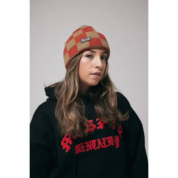 Blak Check Mate Beanie Tan / Terracotta 