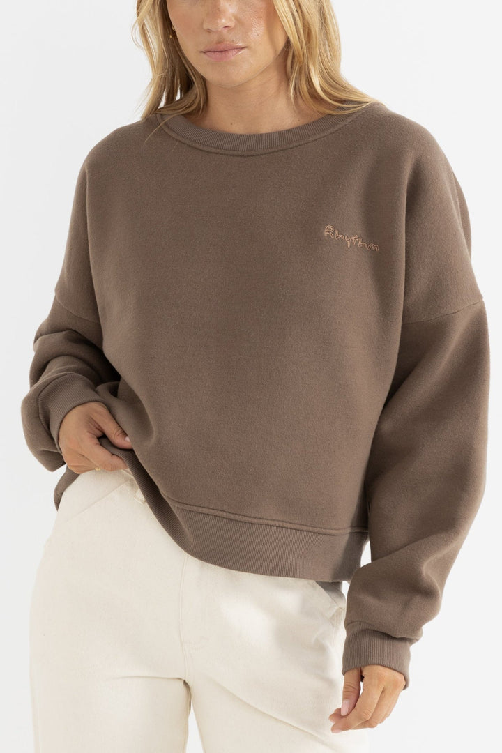 Rhythm Slouchy Crew Neck Fleece Sweatshirt