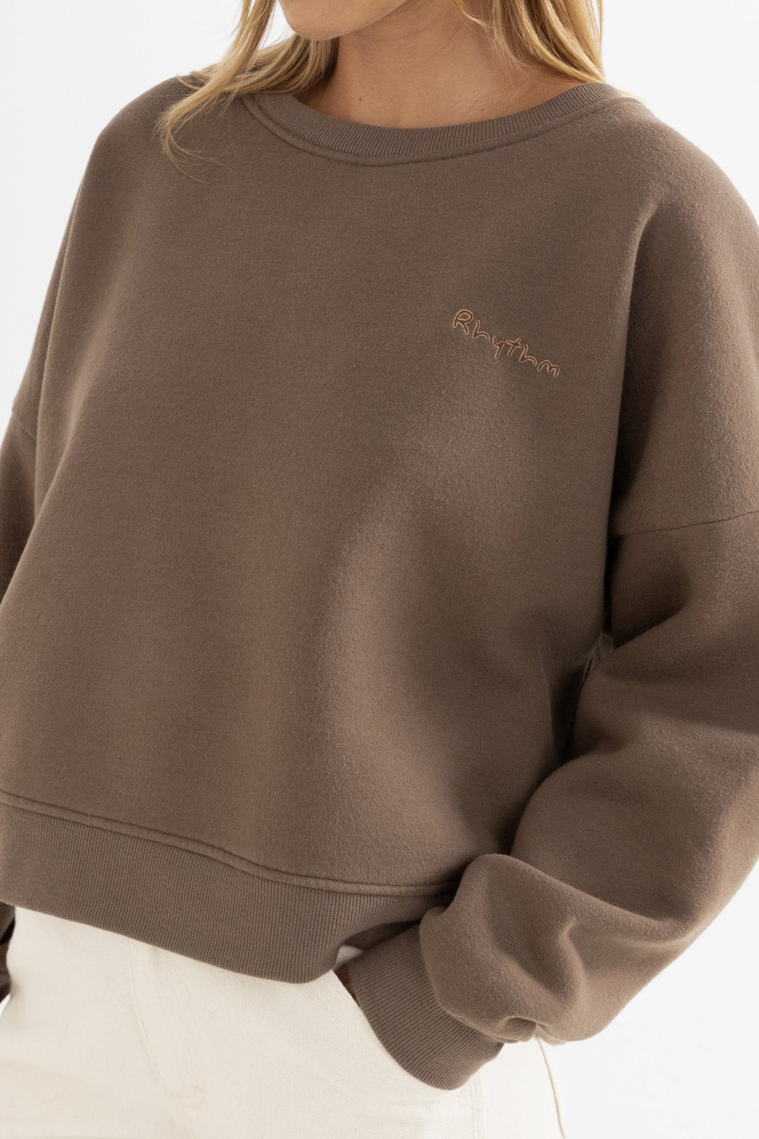 Rhythm Slouchy Crew Neck Fleece Sweatshirt