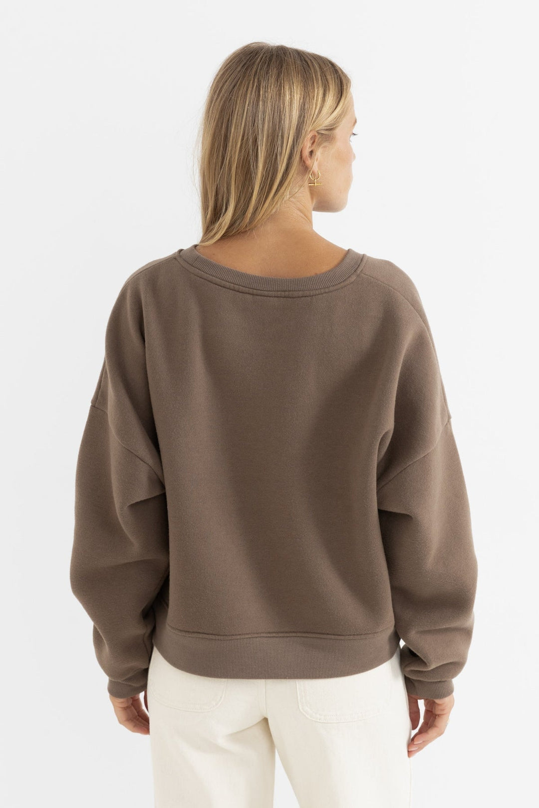 Rhythm Slouchy Crew Neck Fleece Sweatshirt