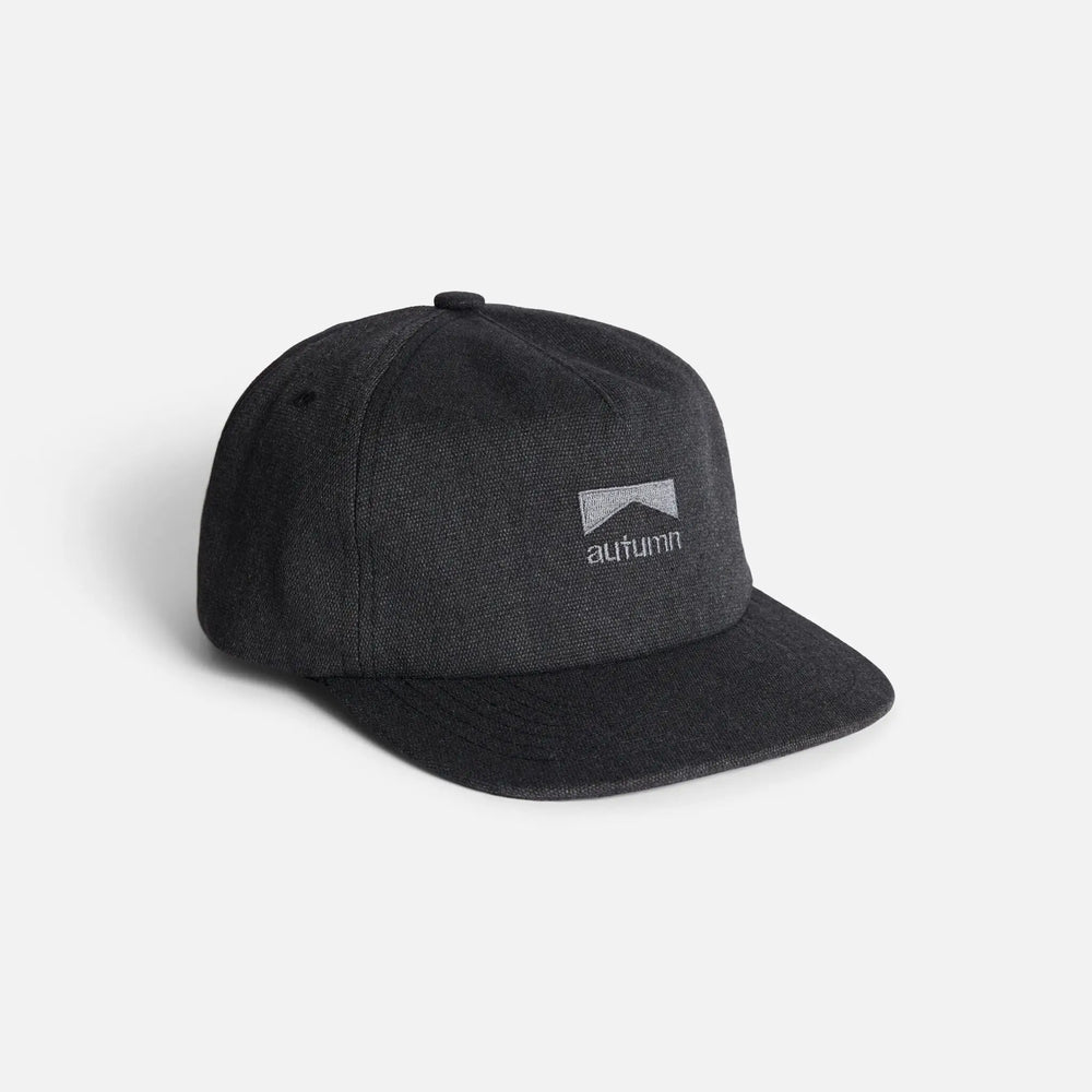 Autumn Washed Canvas Strapback Cap - Black