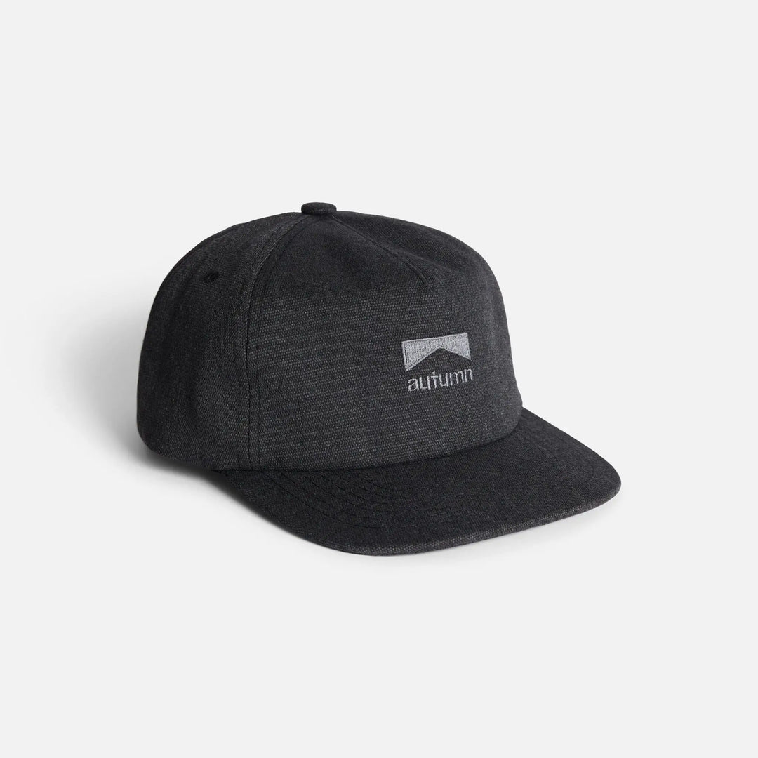 Autumn Washed Canvas Strapback Cap - Black