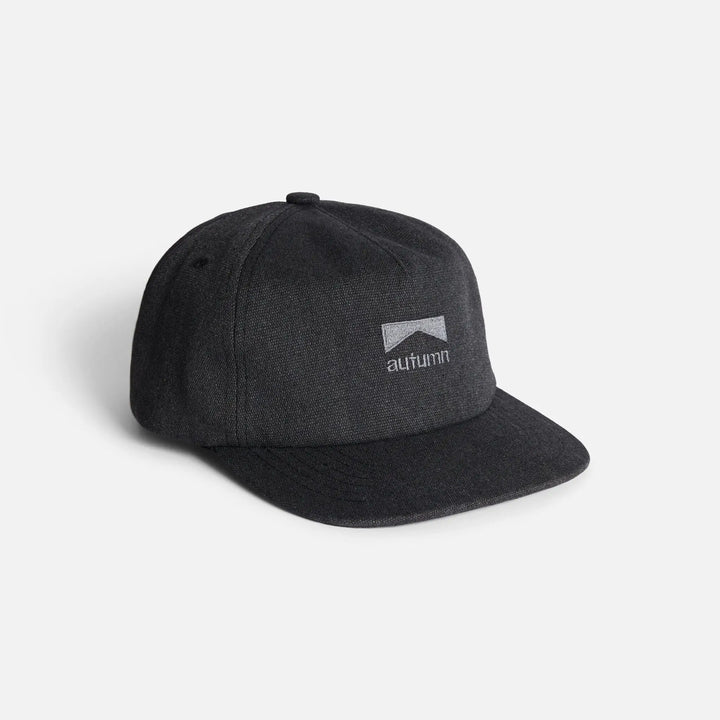 Autumn Washed Canvas Strapback Cap - Black
