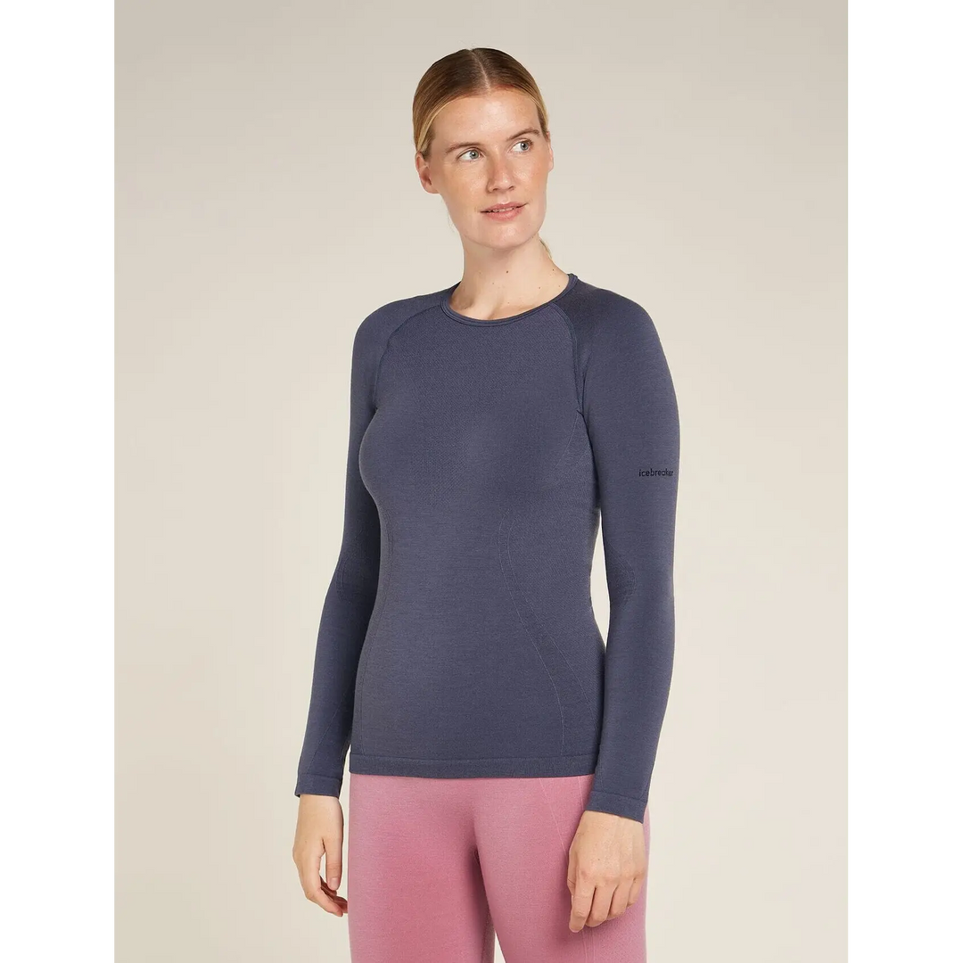 Icebreaker Womens Merino Blend 260 ZoneKnit Seamless Long Sleeve Crewe Graphite S 