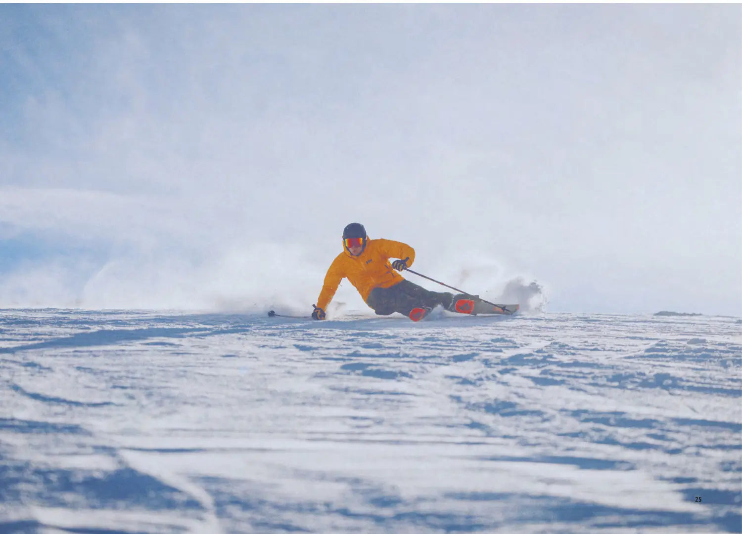 Skier carving on piste